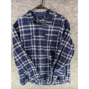 Woolrich Plaid Flannel Shacket Mens XL Tall Blue Shirt Jacket Heavy Outdoor
